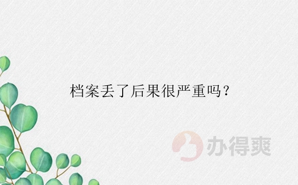 档案丢了后果很严重吗？