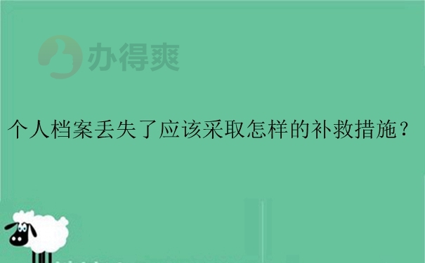 个人档案丢失了应该采取怎样的补救措施？