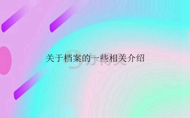 关于档案的一些相关介绍