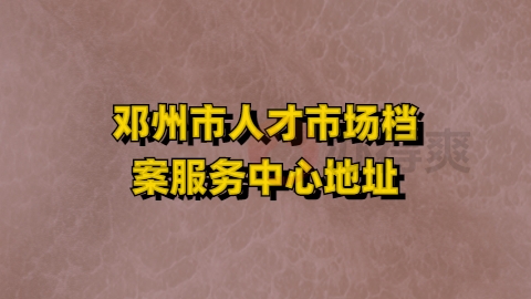 邓州市人才市场档案服务中心地址